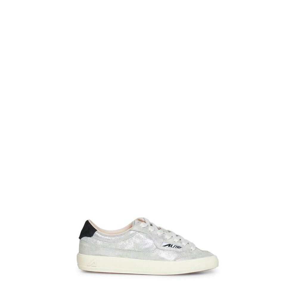 Autry Capsule Women Silver Laminated Suede Windscape Low Sneakers